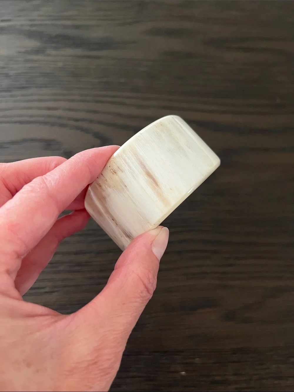 Cream and Tan Toned Bone Wide Cuff Bracelet